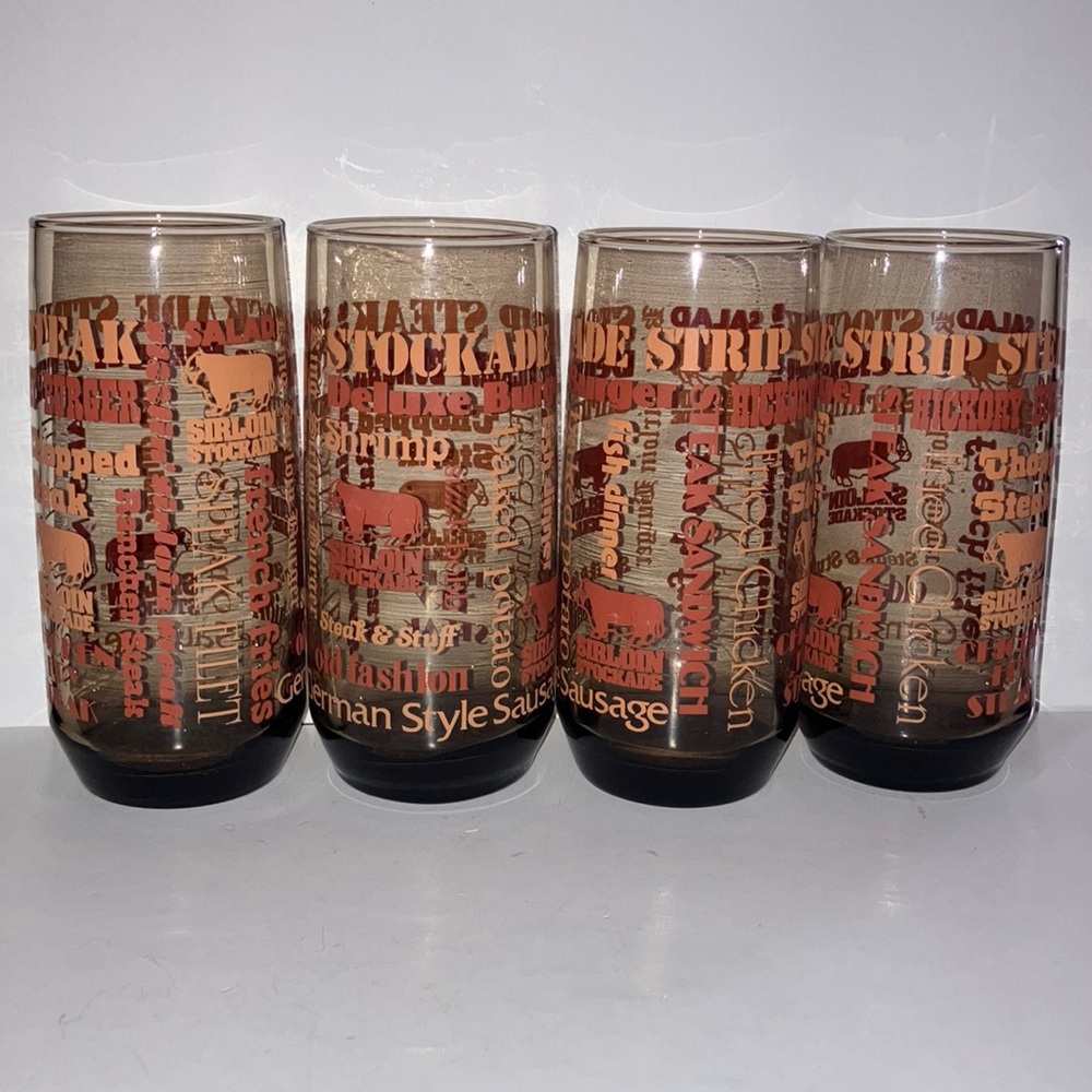Vintage‎ Stockade Strip Steak Amber & Brown Tones Drinkware Set